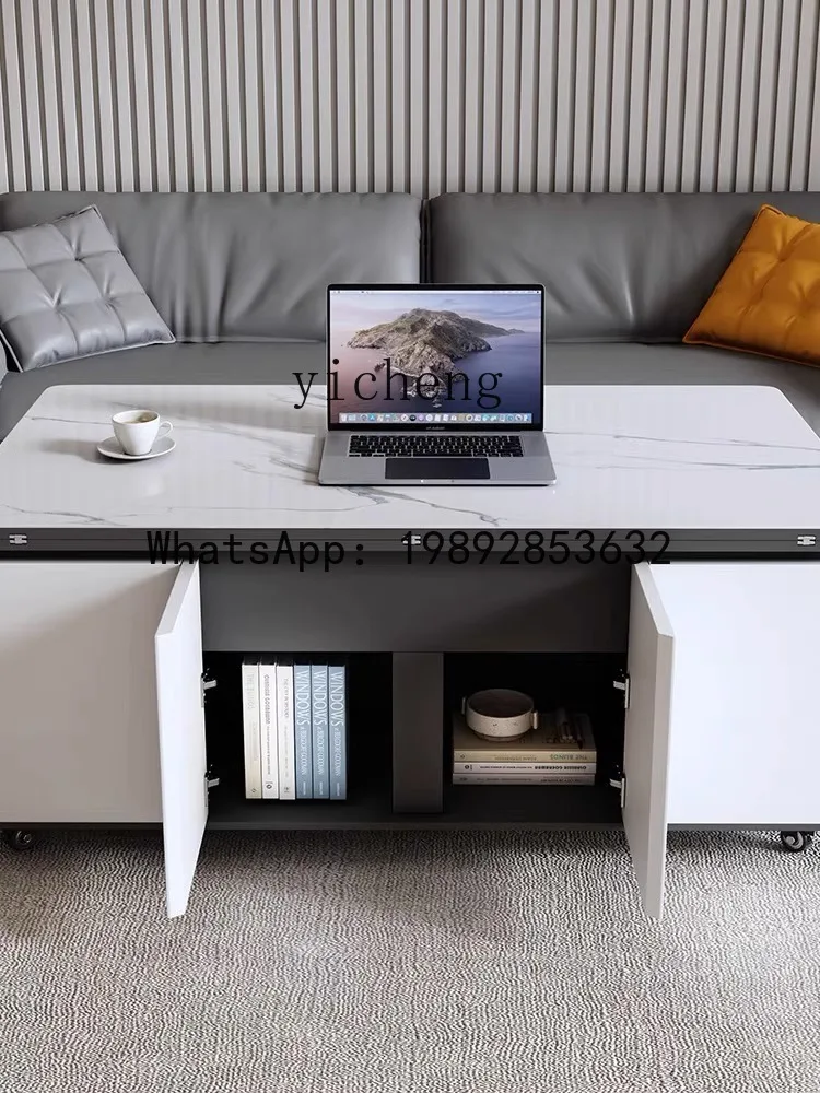 LYY  rock slab lifting multi-functional movable coffee table dining table two-in-one dual-purpose one Nordic