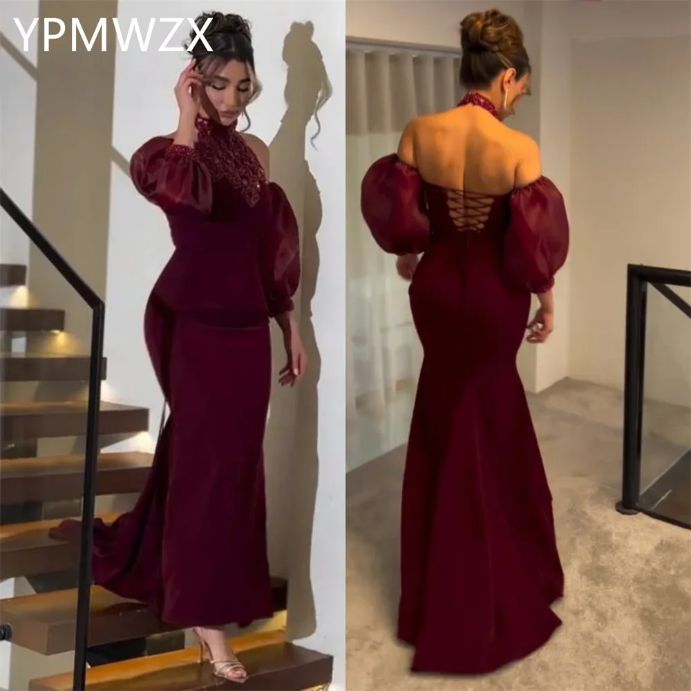 

Customized Prom Gown Evening Formal Dress Women YPMWZX Halter Mermaid Floor Length Skirts Vertically Bespoke Occasion Dresses Pa