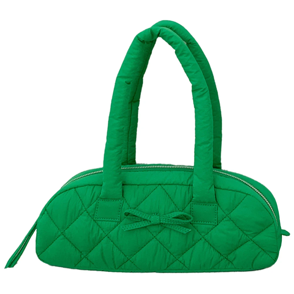 

Women Shoulder Bag Bowknot Nylon Handbag with Inner Pockets Satchel Purse Puffer Bag for Shopping Work Travel