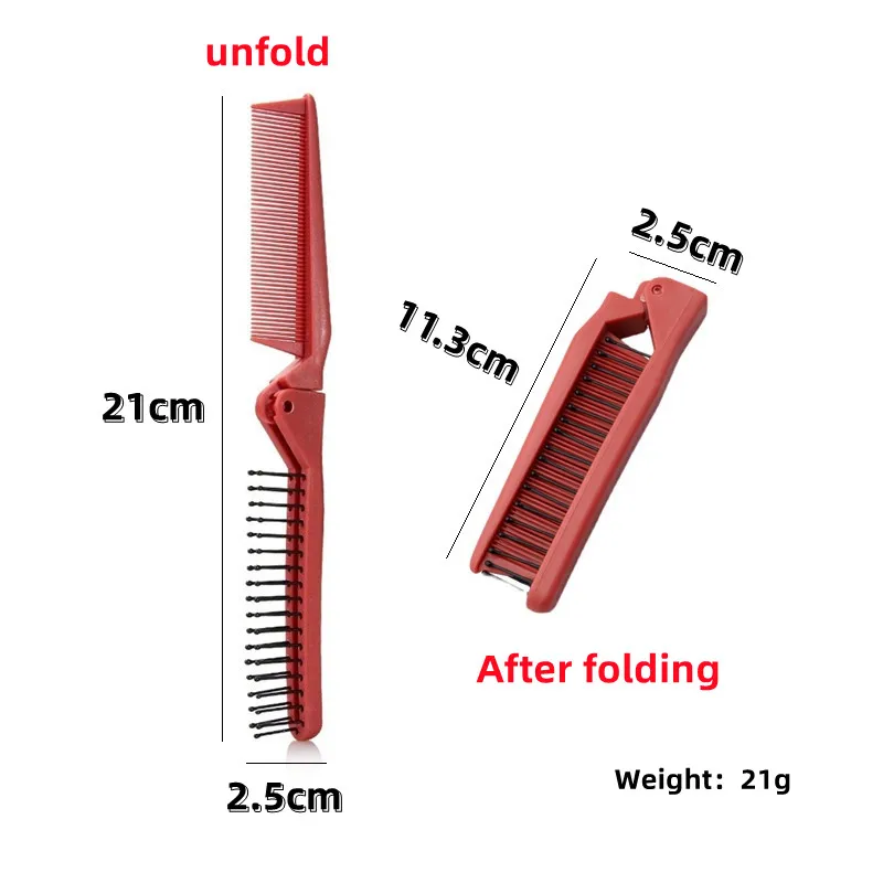Comb 2 In One Foldable Double Headed Red Hairdressing Comb Anti Static Long Hair Voluminous Scalp Massage Comb Styling Tool