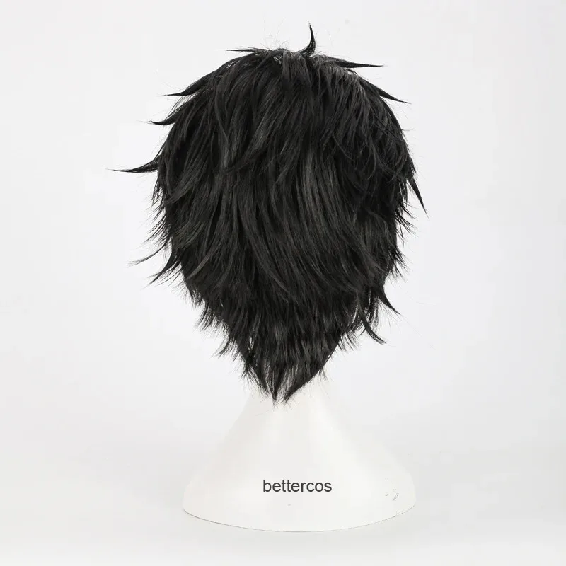 Steins Gate 0 Okabe Rintarou Perucas Cosplay Curto Preto Resistente ao Calor Peruca de Cabelo Sintético + Touca Peruca