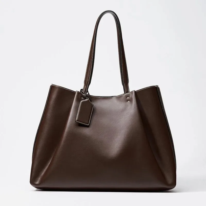 CLIP TOTE BAG, Damen Luxus-Handtasche im Modedesign, Einfarbige Schlichte Schultertasche, Hochwertige PU-Leder Handtaschen – Detail 3