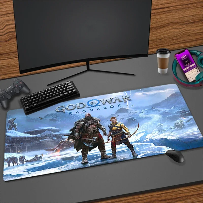 CIFBUY G-God Of War Ragnarok Large Gaming Mouse Pad Non Slip Rubber Desk Mat Lock Edge Keyboard Mouse Mat