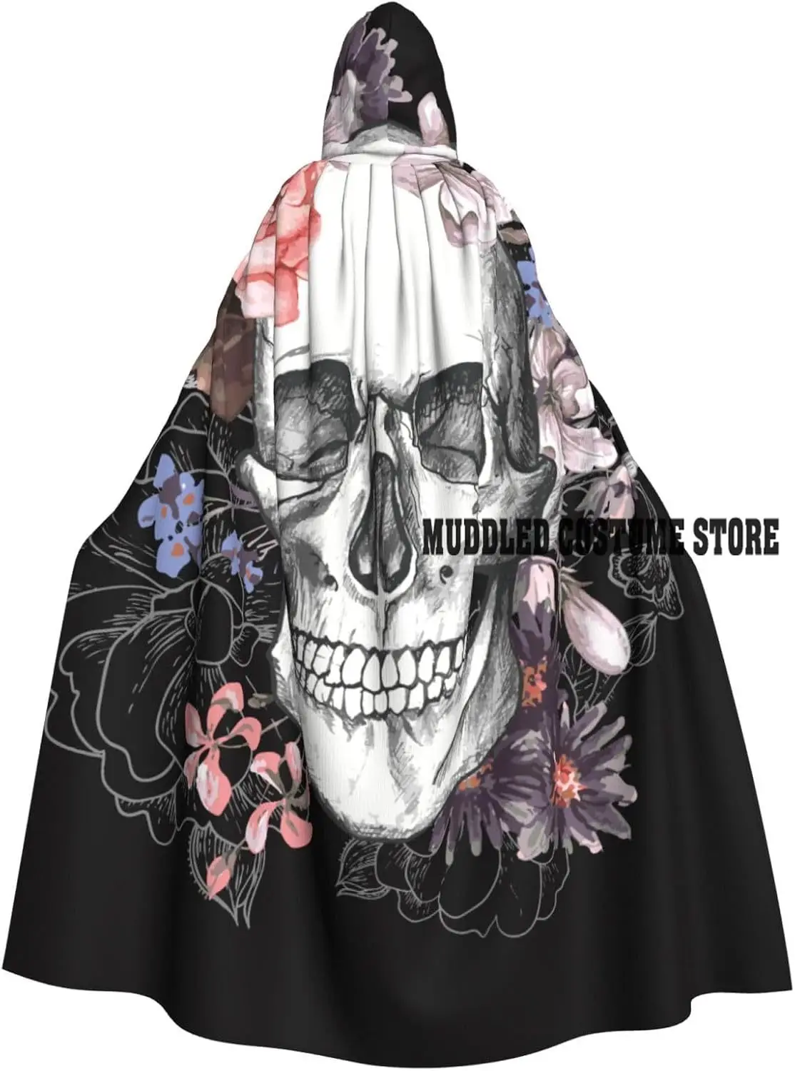 

Skull and Floral Dead for Halloween Cape for Adults Costume Cloak for Women Men Cape Accessory for Halloween Party