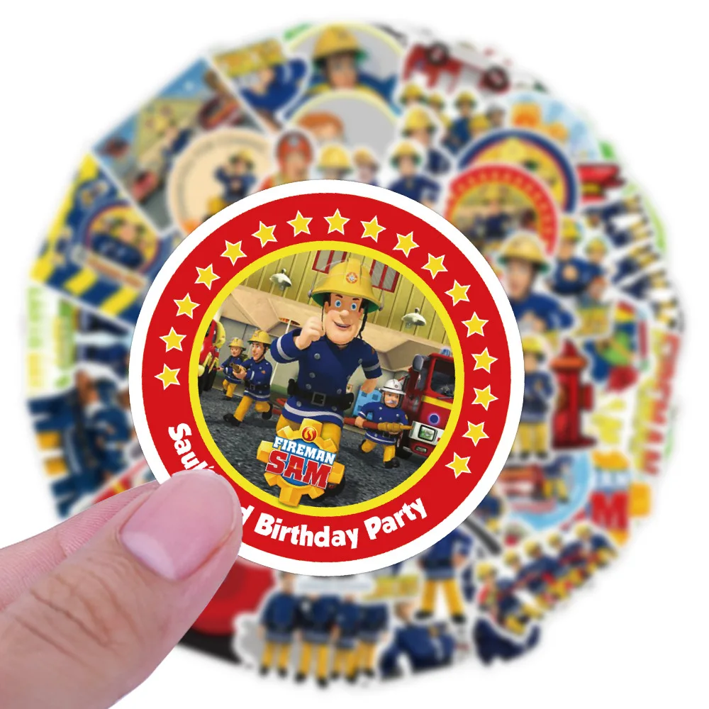 10/30/50PCS pompiere Sam Cartoon Education Stickers per bambini fai da te Notebook telefono Laptop valigia cancelleria camion dei pompieri decalcomanie regalo