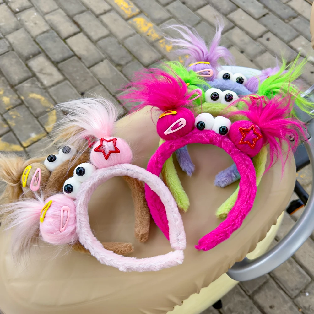 Plüsch Hässliche Puppe Haarband Frauen Kreative Lustige Stirnband Nette Waschen Gesicht Hoop Winter Haar Zubehör – Detail 6