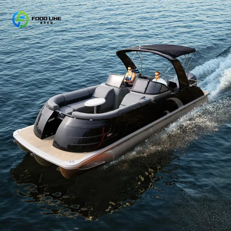 Spacious Pontoon Leisure Boat Family Cruising Water Sports Resort Optional Motor Trailer Sale Factory Direct Accept Custom