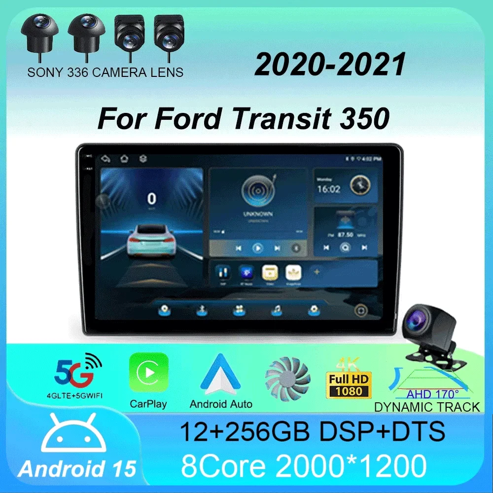 

Car Radio Android 15 For Ford Transit 350 2020 2021 Carplay Auto Multimedia GPS Player 2 Din Navigation 360 Camera Video Stereo
