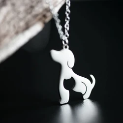 Unift Cat Dog Necklace Choker Stainless Steel Pendant Chain Necklaces for Women Fashion Animal Jewelry Friendship Pet Lover Gift
