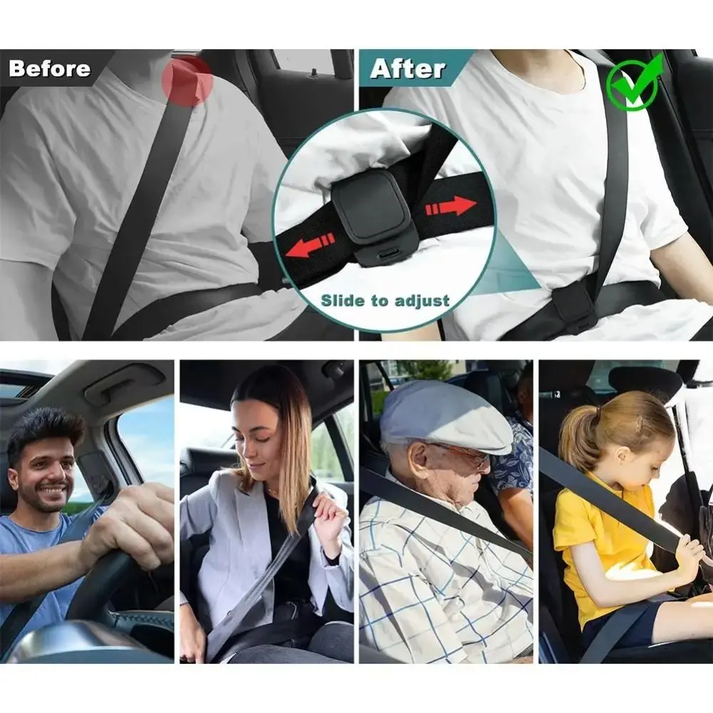 2pcs/box Comfortable Design Seat Belt Adjuster Durable Material Easy Install Shoulder Strap Positioner Easy Use