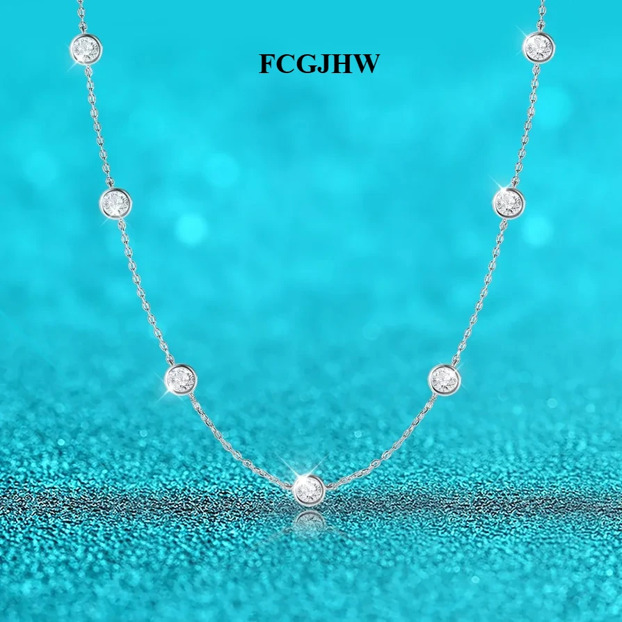 FCGJHW 3-5mm Bubbles All Moissanite Diamond Necklace for Women D Color Female Party Pendant 100% Sterling Silver Wholesale 2026