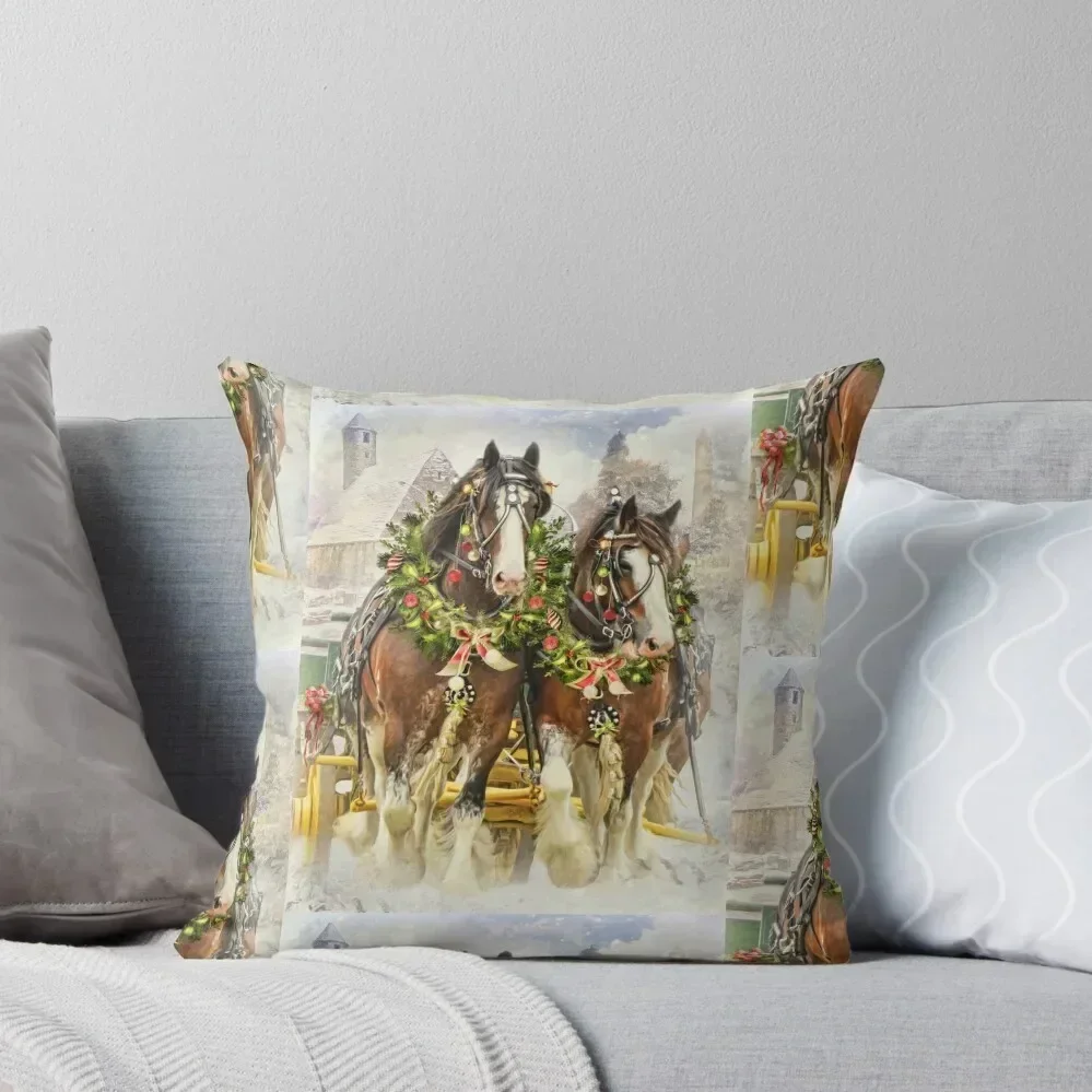 Christmas Clydesdales Throw Pillow Bed pillowcases Sofa Cushions Covers pillow