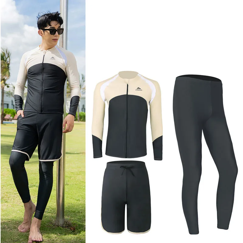 Women\'s 5pcs/set Men\'s 3pcs Full Body Wetsuit Surfing Diving Suit Scuba Dive Skin Rash Guards Long Sleeve Zip Quick Dry Sunsuit