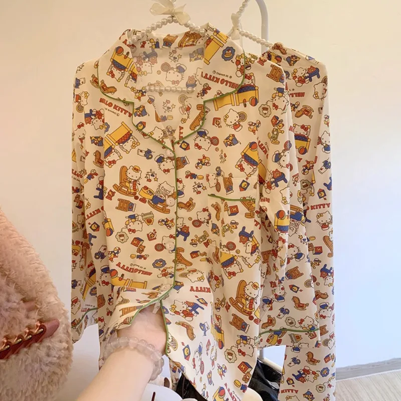 

Anime Student Home Clothes Pochacco Melody Sanrio Cartoon Pajamas for Women Spring Autumn Long Sleeve Trousers Girls Nightwear
