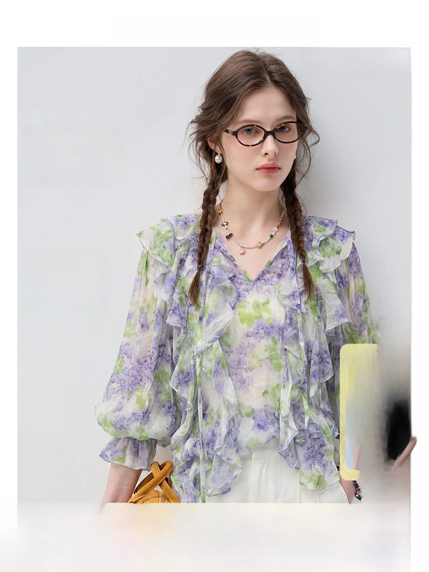 

Женская шифоновая блузка VEGA CHANG с цветочным принтом, дышащая, летняя, новый стиль, для отпуска, с узором лотоса, прозрачная