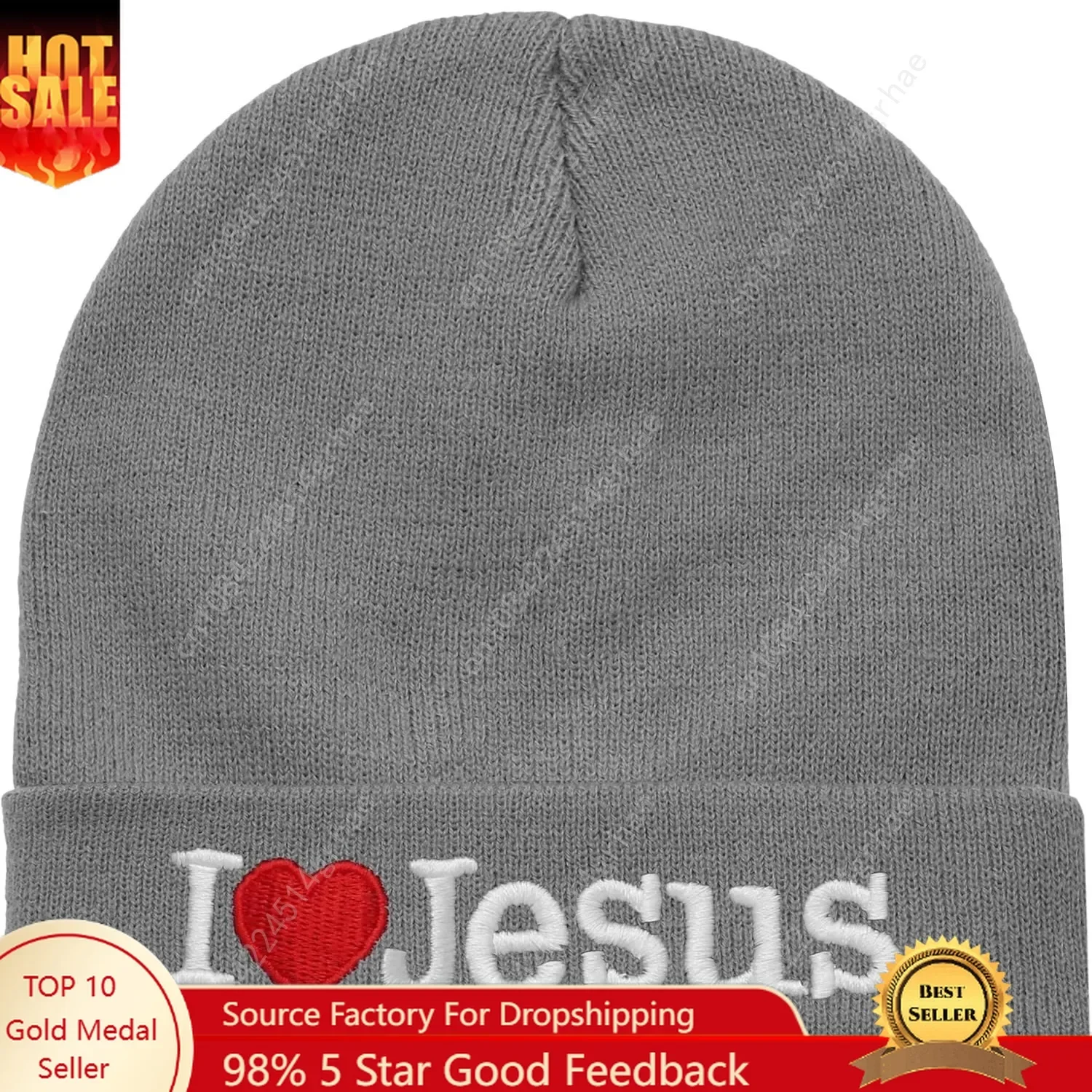 

I Love Jesus Beanie Hat Ski Cap All Seasons Embroidered Solid Color