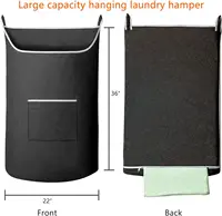 XL Hanging Laundry Hamper Bag Black Door Hanging Hamper with Large Openging  Door Laundry Basket - Image 2