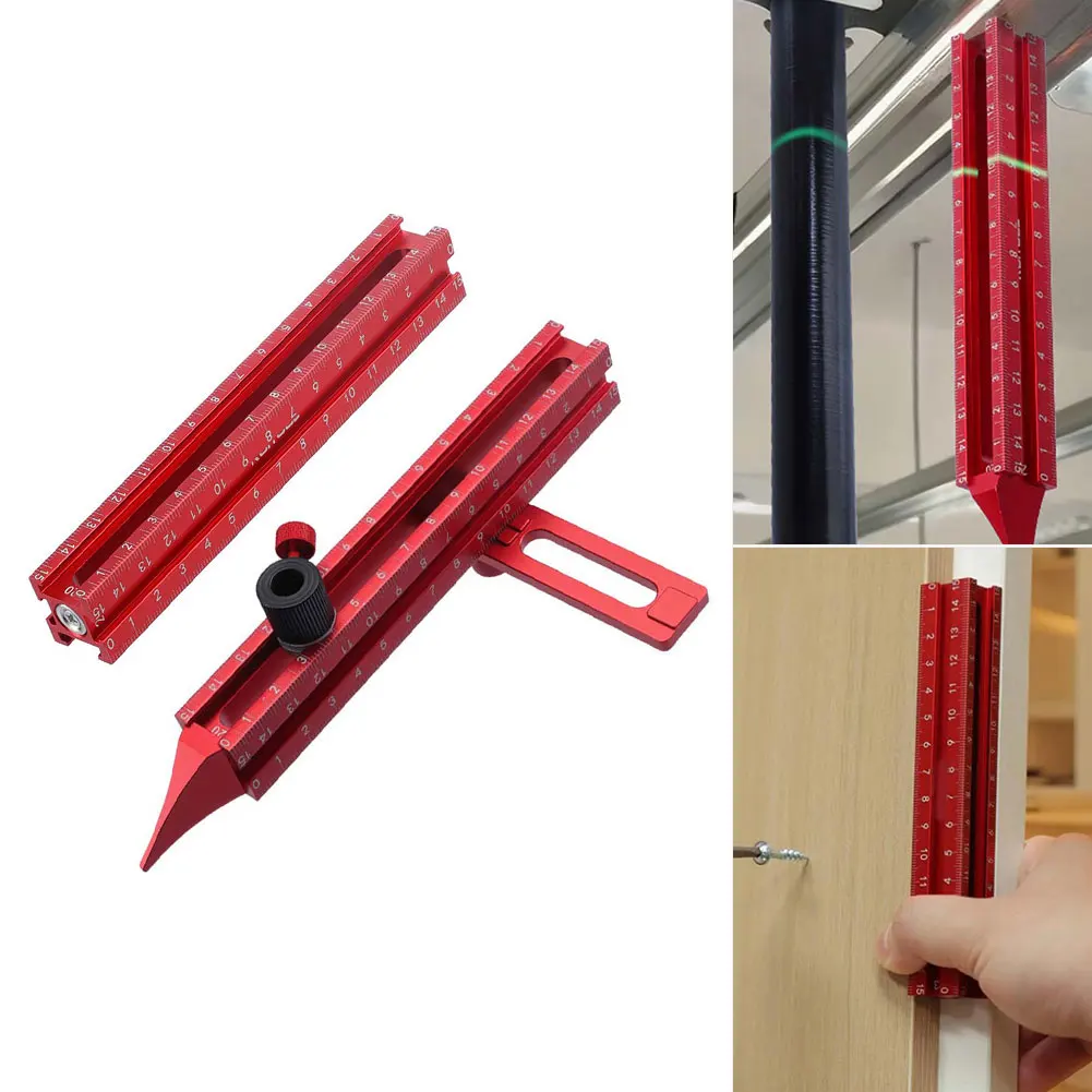 1PCS 180mm Ceiling Leveling Ruler Magnetic 4 Sided Marking Ruler  Aluminum Alloy Woodworking Multi Angle Tool Accessories