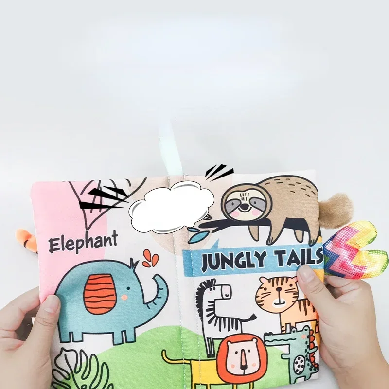 Infant Baby Book Educational Toys 3D Animal Tail Cloth Book for Kids Newborn Soft Fabric Activity Quiet Children Books 3+ Months