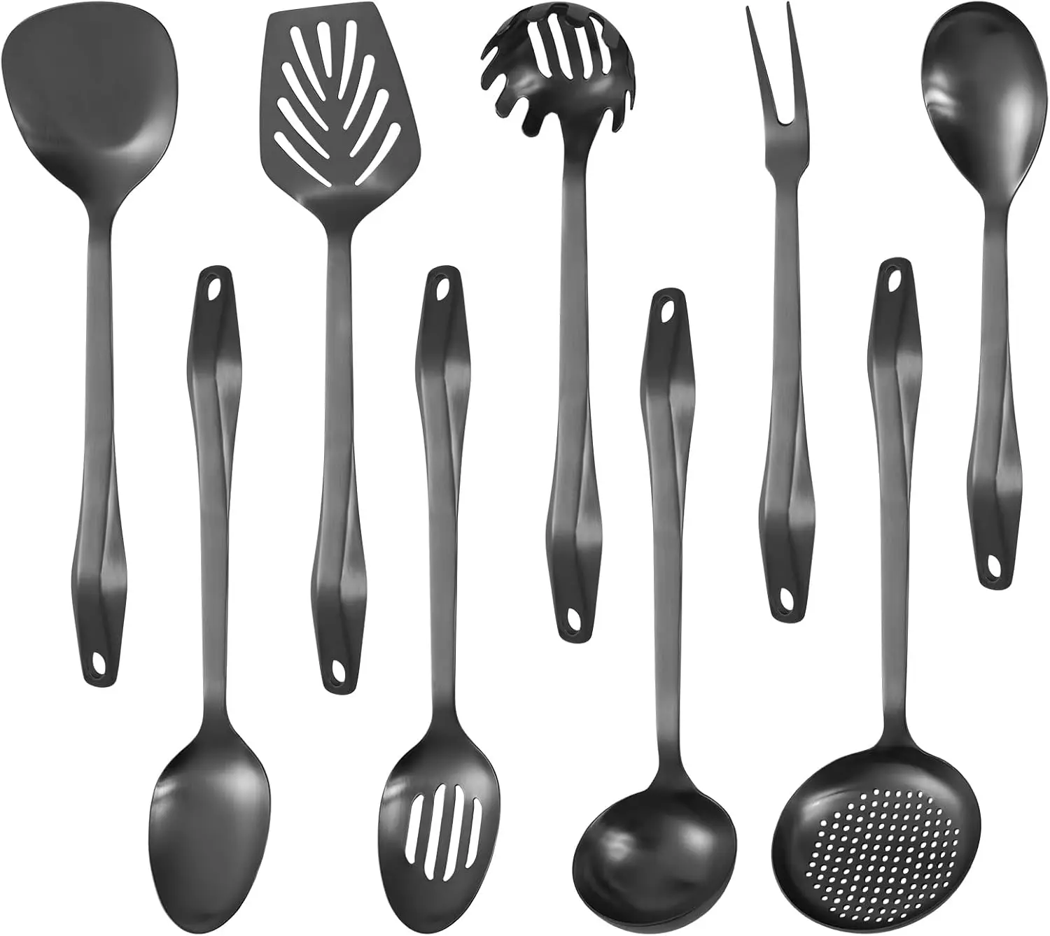 304 Stainless Steel Kitchen Utensil Set - 9pcs Cooking Utensils, Metal Kitchen Utensil Spatula