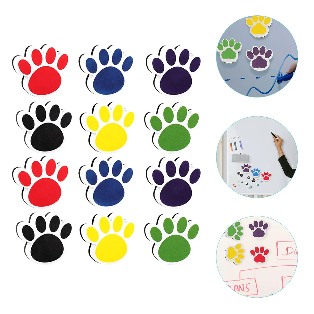 

12 Pcs Cat's Paw Whiteboard Eraser Magnetic Dry Erasing Erasers Office Lightweight Eva Portable Child