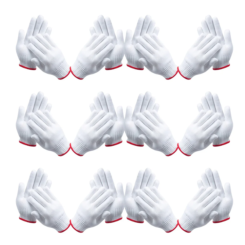 

12 Pairs Work Gloves 500G Thick Cotton Nylon Washable Reusable Labor Protection for Electrician Warehouse Men