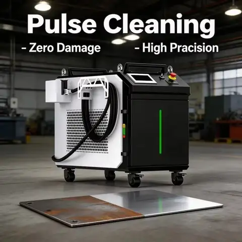 1000W Mobile System Water Cooled Pulse Fiber Laser Cleaning Machine Wide Wheel Rust Removing HF LASER