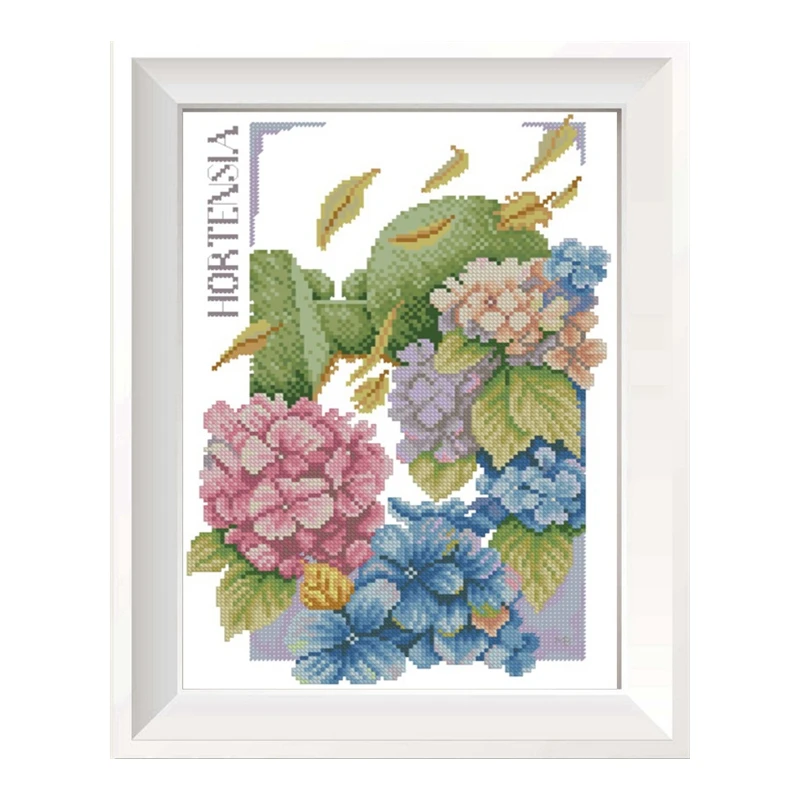 

A cross-stitch set of hydrangea flower materials for relieving boredom and stress at home