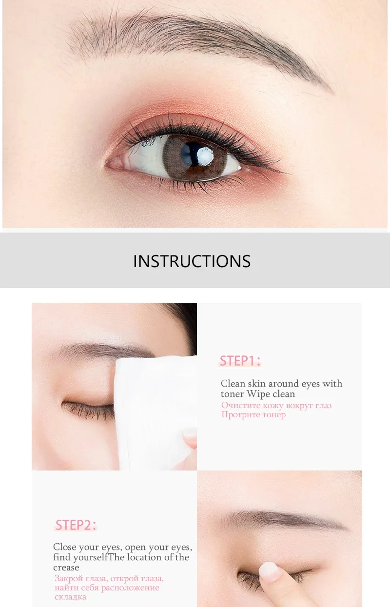 600 teile/schachtel Doppel Augenlid Band Unsichtbare Aufkleber Falten Selbstklebende Lift Augenlid Klebeband Klar Beige S/L Make-Up werkzeug Zubehör – Detail 7