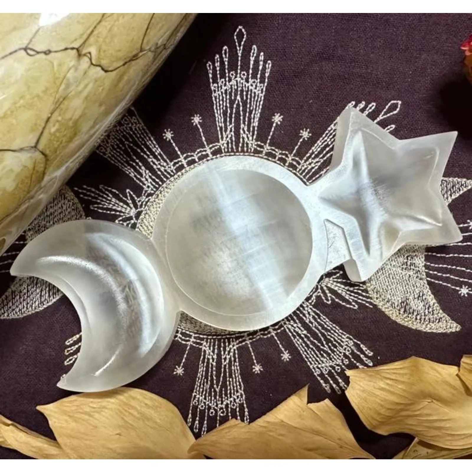 Selenite Sun Moon Star Bowls - Perfect Indoor Decoration Bowl - an Excellent Choice for Indoor Aromatherapy Stone Bowls