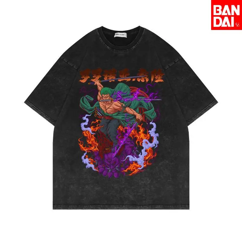 

One Piece Luffy Kaido Dragon Form T Shirt Men 2026 Summer Vintage Acid Wash Oversized Tee Samurai Streetwear Harajuku Y2k