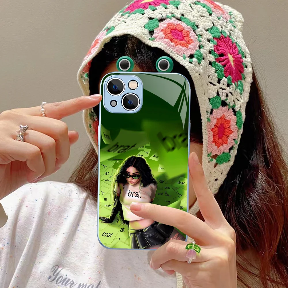 B-Brat C-Charli XCX Phone Case Tempered Glass For iphone 14 13 12 11 Pro Mini XS MAX 14Plus X XS XR Fundas