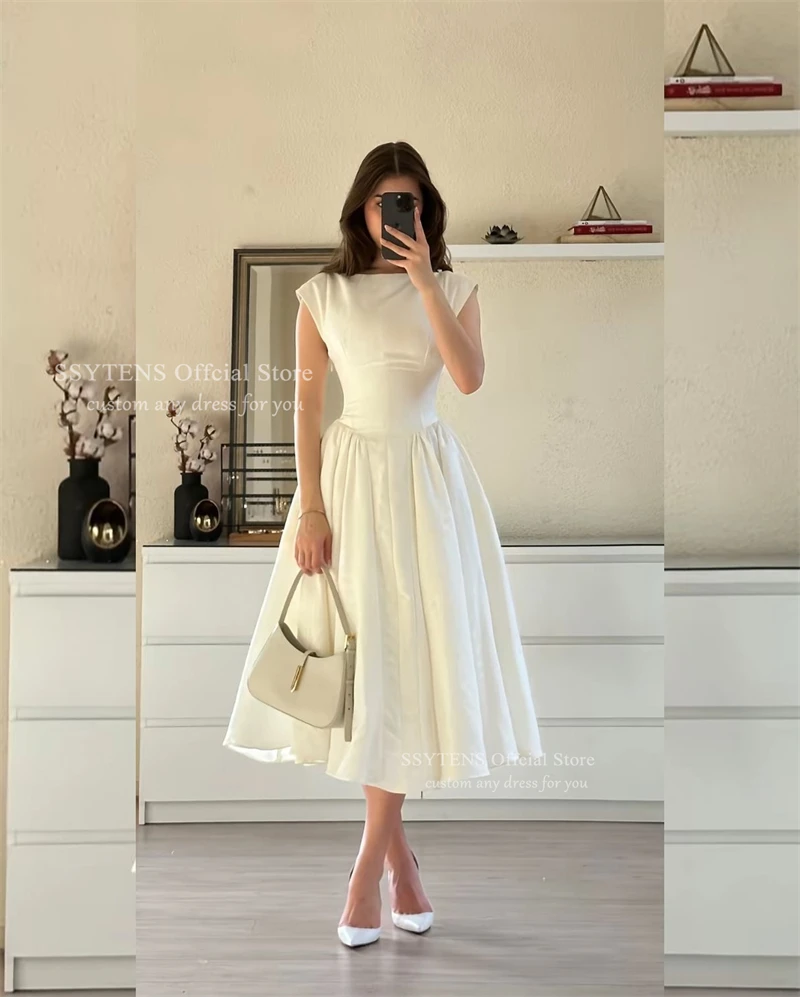 فساتين حفلات الزفاف الأنيقة باللون العاجي من SSYTENS فساتين سهرة بسيطة للحفلات مفتوحة الظهر للمناسبات الخاصة حسب الطلب 2026