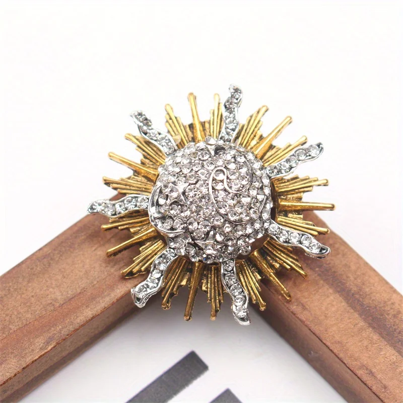 Retro Sun Brooch Medieval Court Style To Do Old Rhinester Corsage Ancient Babylonian Sun Brooch