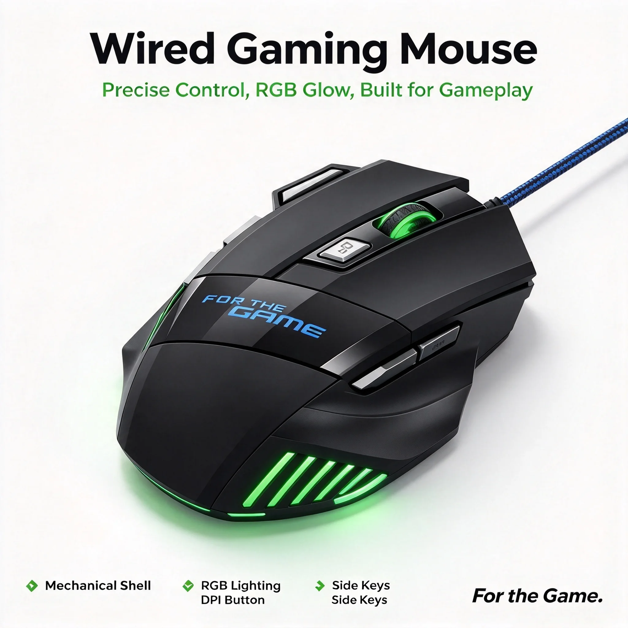Rainbow RGB Backlit Wired Gaming Mouse 2400DPI Adjustable Ergonomic Design Computer Optical Sensor Mouse For PC Computer Laptop