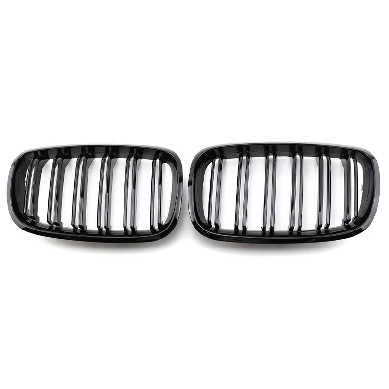 Front Bumper Grille 2Pcs Glossy Black ABS Car Grill for BMW X5 E70 2007-2013 X6 E71 E72 2008-2014 Auto Styling