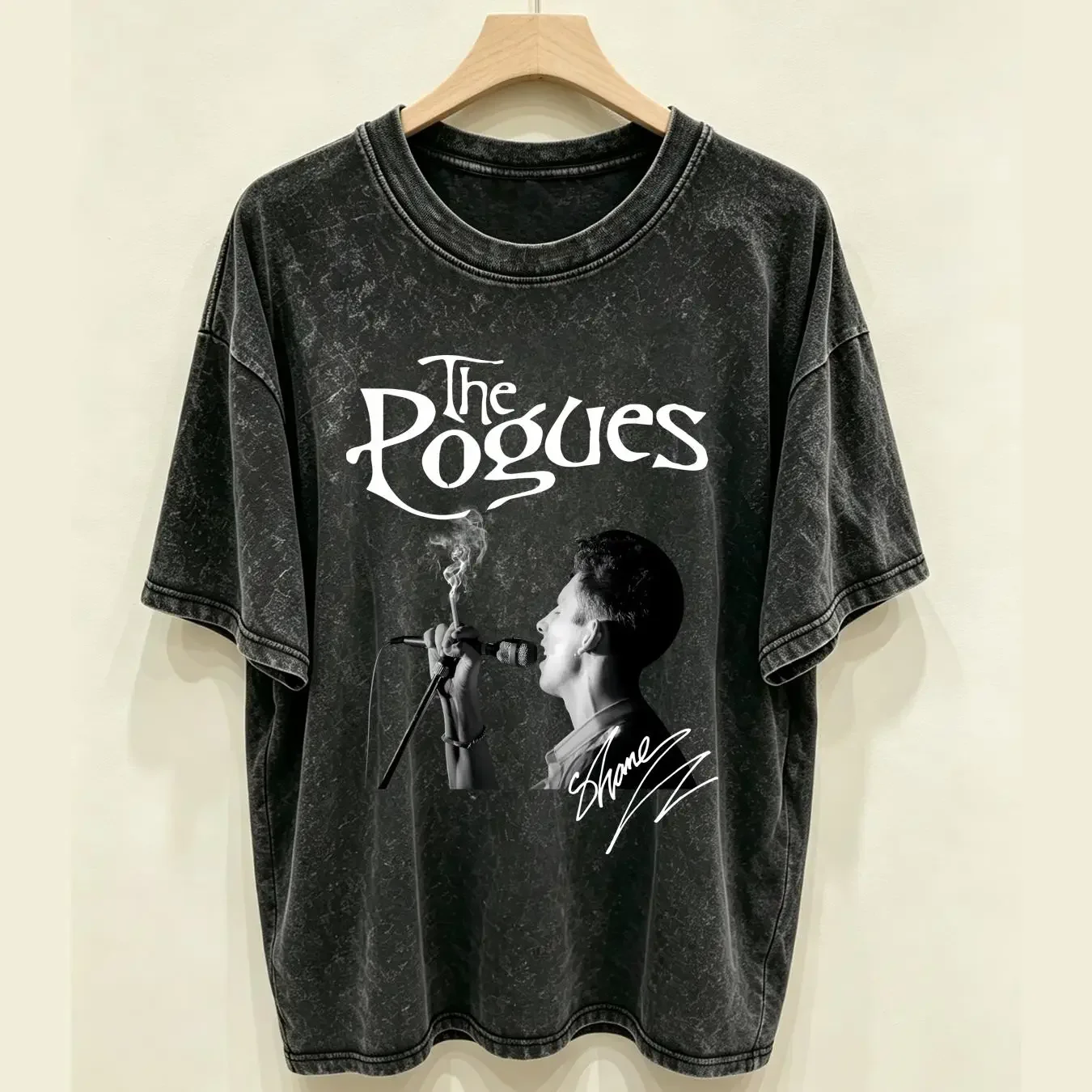 washed T Shirt Hot Shane MacGowan the pogues Band Cotton Black S 3XL 1CM898 long or short sleeves vintage Washed Unisex