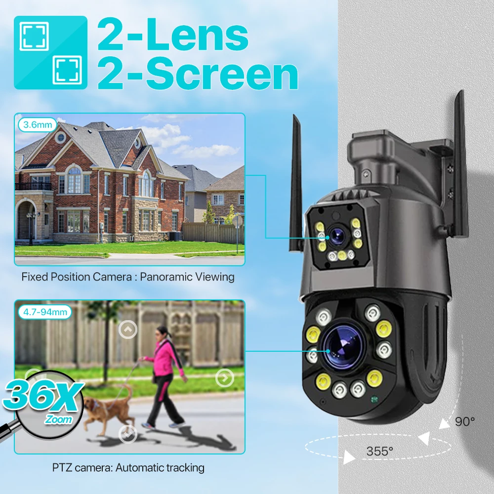 WONSDAR 4G Sim Card IP Camera Outdoor  HD PTZ WiFi Camera WiFi AI Human Detection Video Surveillance Security Camera iCsee APP