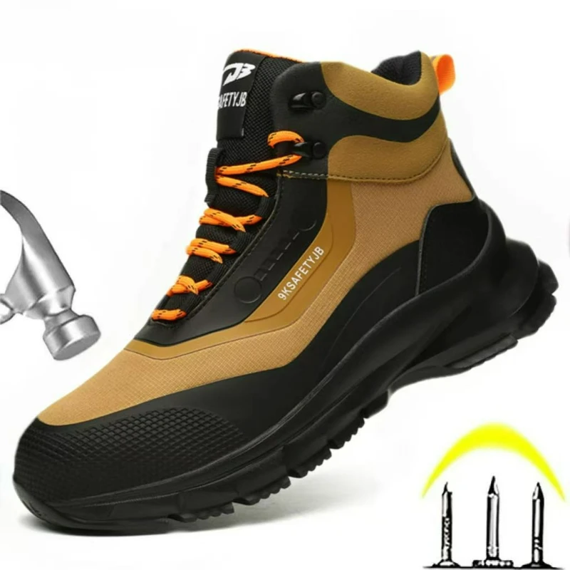 

Men's Safety Boots Steel Toe Work Boots Puncture-Proof Protective Shoes Fashion Male Sneakers Lightweight Indestructible Boots