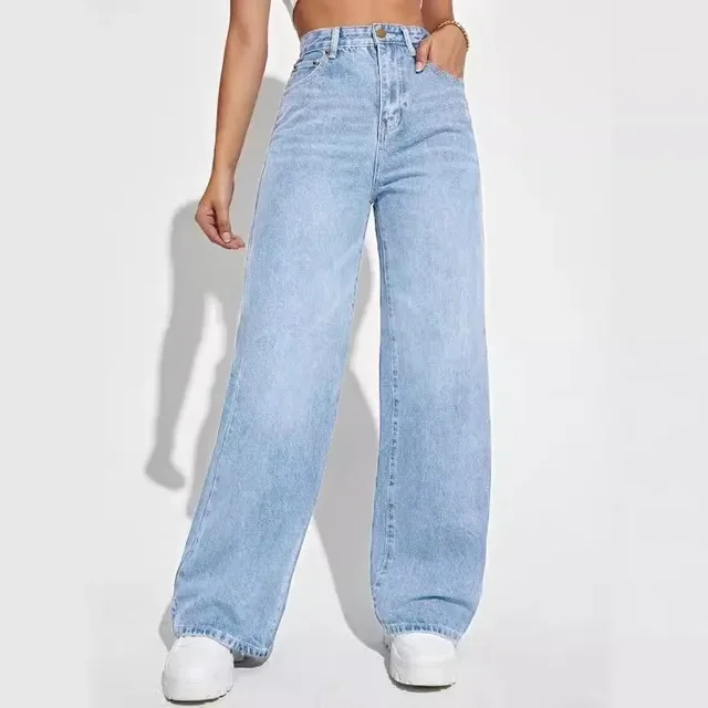 Dżinsy damskie Y2k Spodnie z szerokimi nogawkami Długie spodnie z wysoką talią Luźne spodnie Casual Mom Proste spodnie Eleganckie Splice Jesień Zima