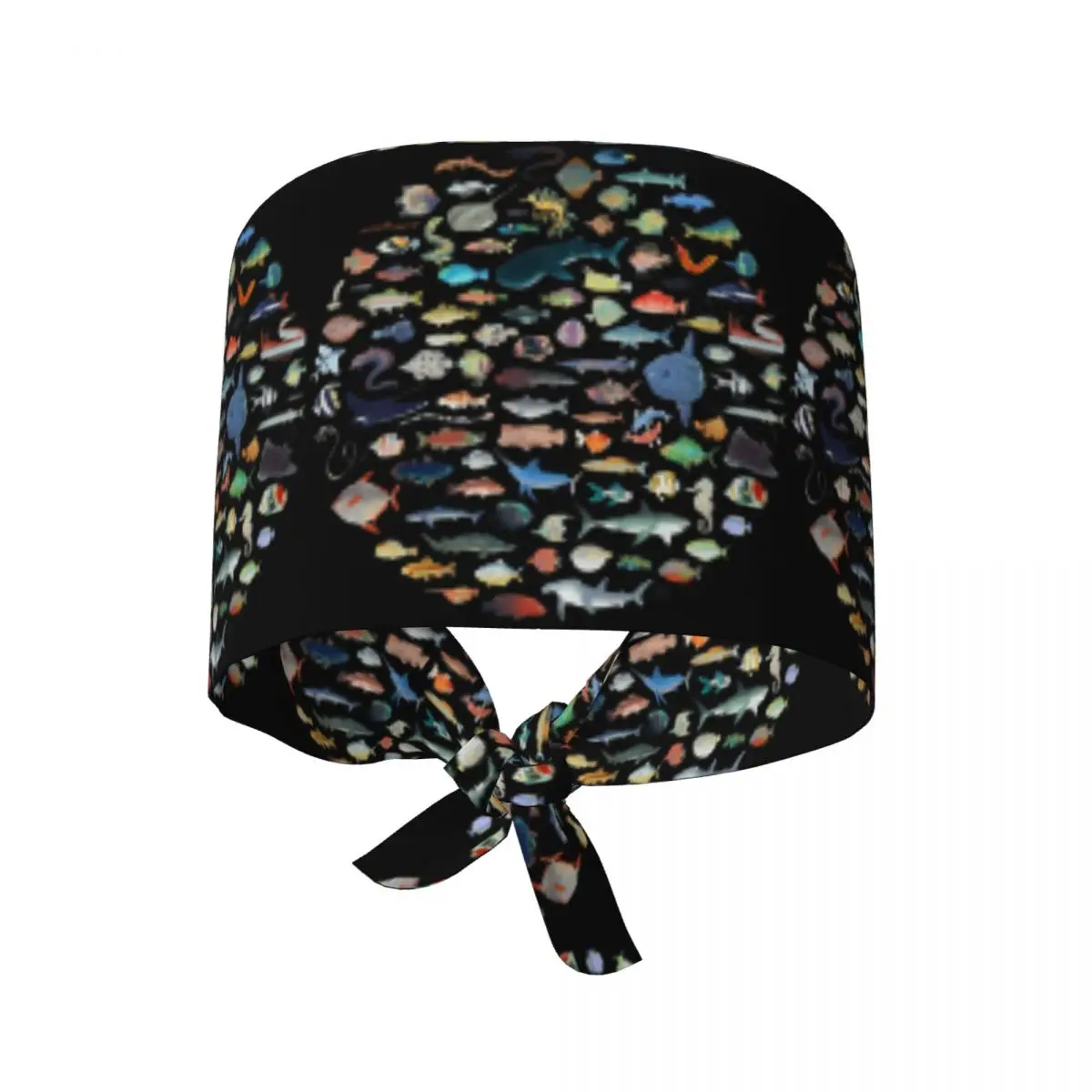 One Hundred Fish Ocean Life Scuba Diving Scrub Hat Doctor Working Surgical Cap Unisex Adjustable Nursing Caps for Dentist