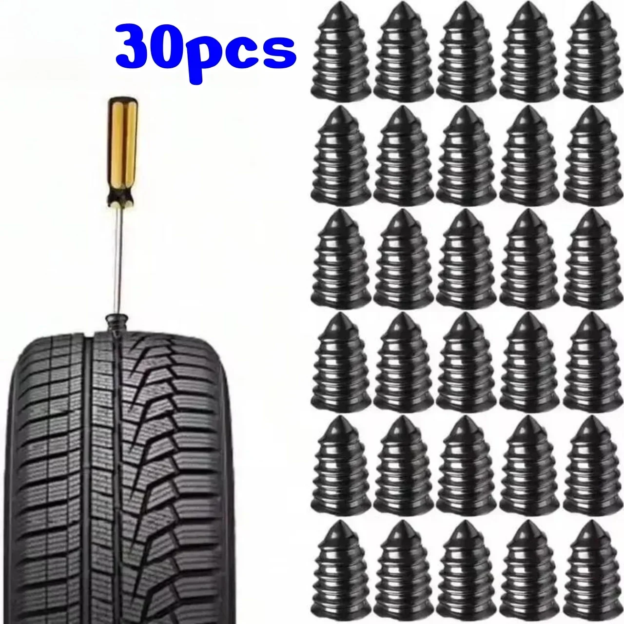 10/30pcs Car Tire Repair Rubber Nail Set, Universal Car Motorcycle Tire Repair Nails, Truck Scooter Puncture Repair Tool