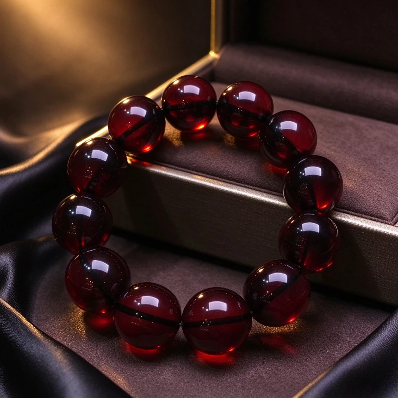 Classic Temperament Amber Beeswax Round Bead Single Circle Bracelet Jewelry
