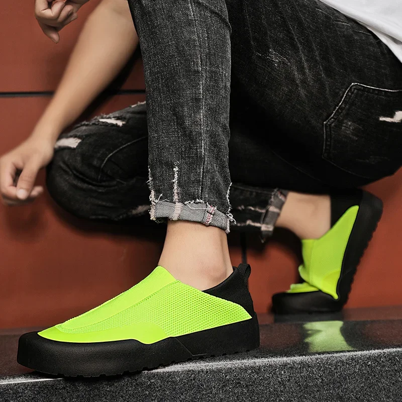

New Summer Mesh Men Shoes Fashion Green Slip-on Casual Shoes for Men Comfortable Flat Loafers Men Breathable Walk Driving Shoes