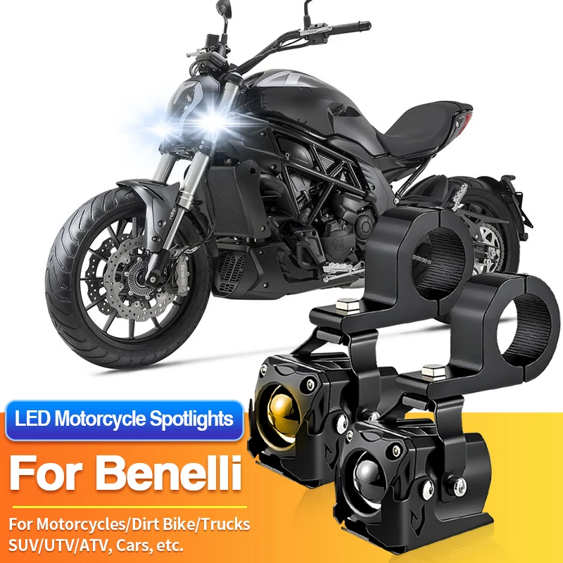 

1/2PCS LED Universal Motorcycles Headlight Dual Color Fog Light UTV ATV for Benelli 302S/502C/752S/Leoncino 500/Leoncino Trail