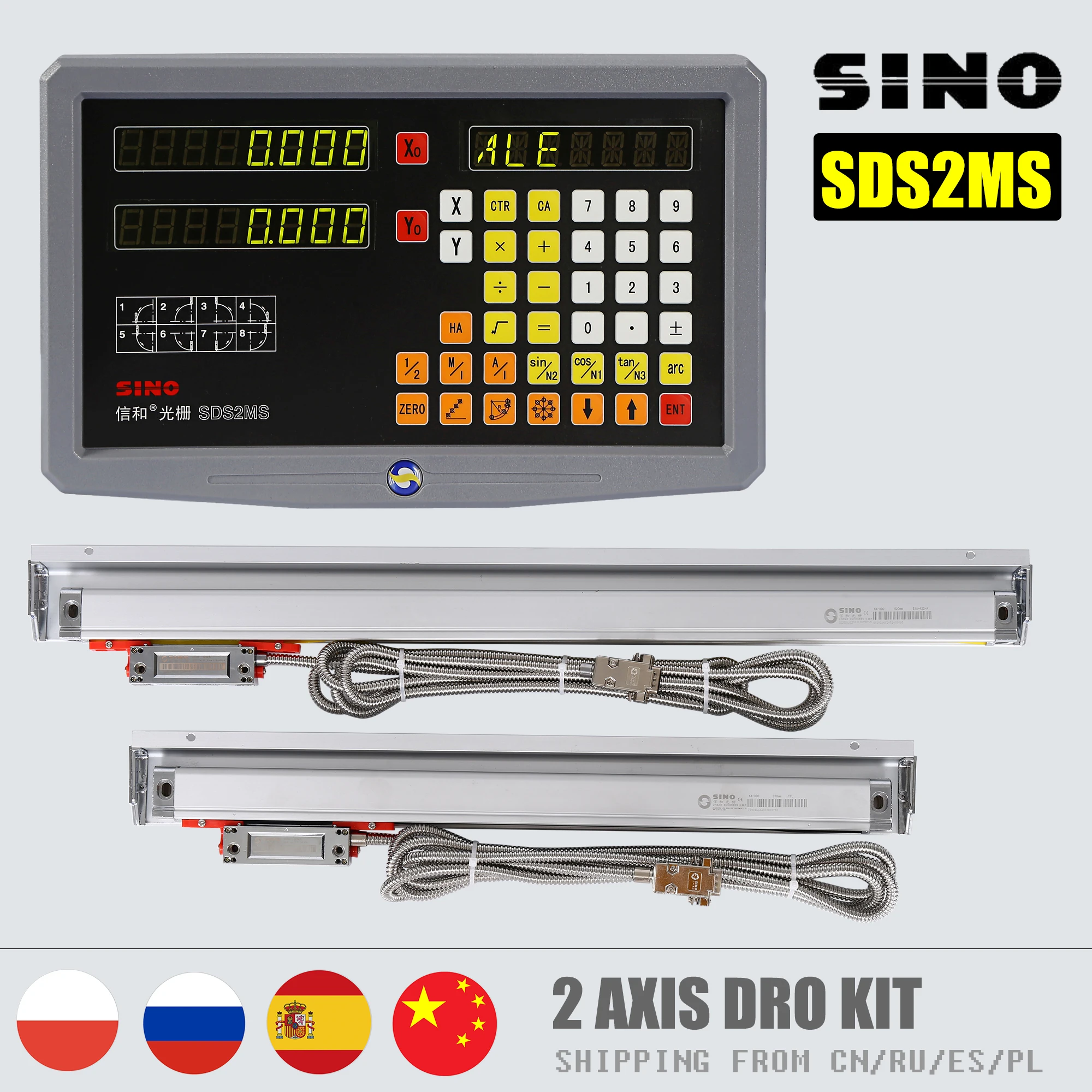Lathe Milling Dro Grupo Readout Digital Ka300 Escala Linear Codificador Óptico Régua Eixos 0005 mm Ka300 70 Mm1020 mm Sino-sds2ms