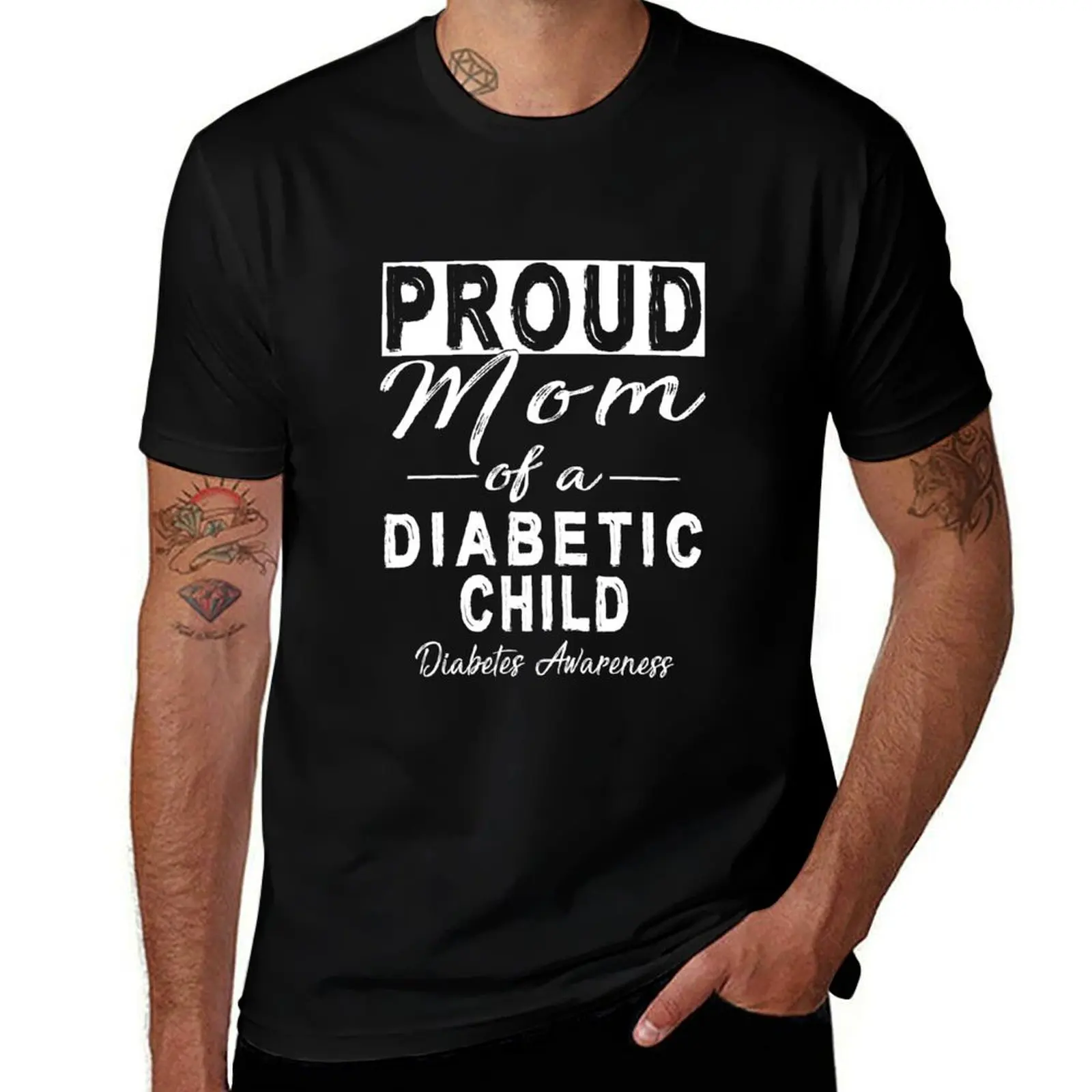 

Proud Mom Of A Deabetic Cild - Diabetes Awareness T-Shirt croswit shirt man Short sleeve tee shirts graphic Men's t-shirt