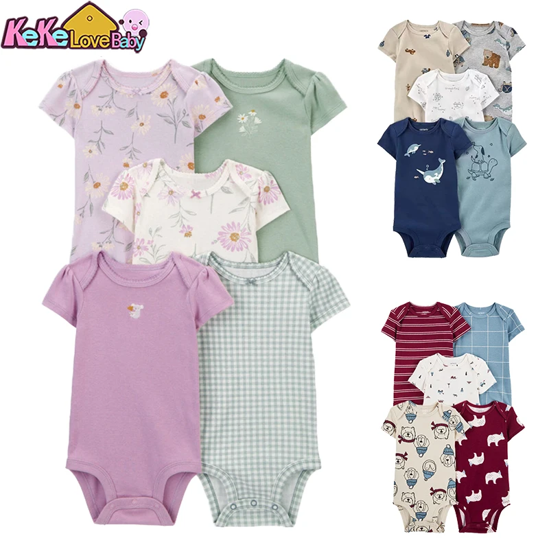 5Pcs Summer Baby Bodysuit Girl Boy Clothes Cotton New Born Baby Clothing Pajama Body Baby Jumpsuit Cartoon Infant Outfits