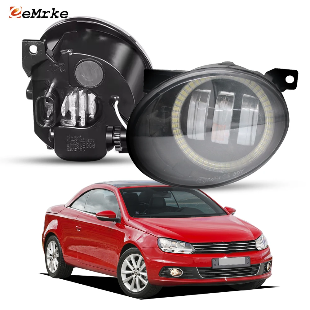 

Светодиодные противотуманные фары с линзами для Volkswagen Eos 1F7,1F8 2011 2012 2013 2014 2015 Передний бампер «ангельский глаз» DRL Дальняя фара 30 Вт