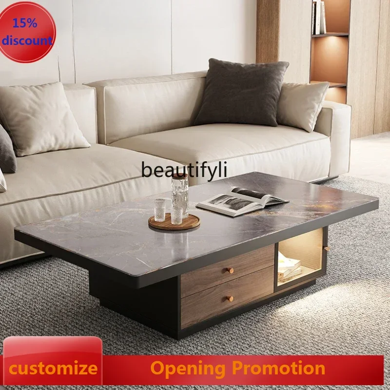 

Stone Plate Rectangular Coffee Table TV Stand Living Room Home Tea Table Oval Tea Table G1218